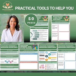 exposure therapy workbook, fear ladder worksheet, anxiety exposure journal, CBT exposure guide, printable therapy workbook, mental health journal, gradual exposure planner, facing fears workbook, anxiety treatment tool, therapist resources PDF, overcoming avoidance workbook, digital exposure therapy