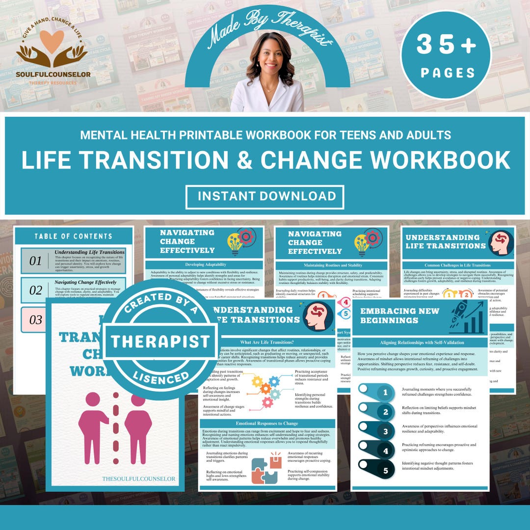 Life Transitions Worksheet.pdf Life Transition and Change Workbook for Teens & Adults, Life Skills ...