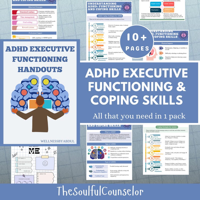 ADHD Executive Functioning Coping Skills Handouts: Teens & Adults (PDF ...