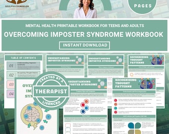 Overcoming Imposter Syndrome Workbook, Teen & Adult Self-Help Guide, Reflective Prompts | Printable PDF