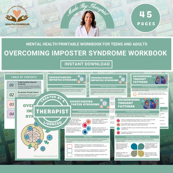 Overcoming Imposter Syndrome Workbook, Teen & Adult Self-Help Guide, Reflective Prompts | Printable PDF