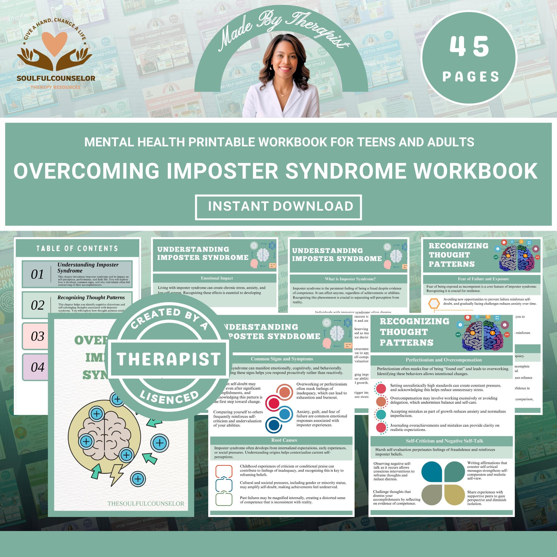 Overcoming Imposter Syndrome Workbook, Teen & Adult Self-help Guide ...