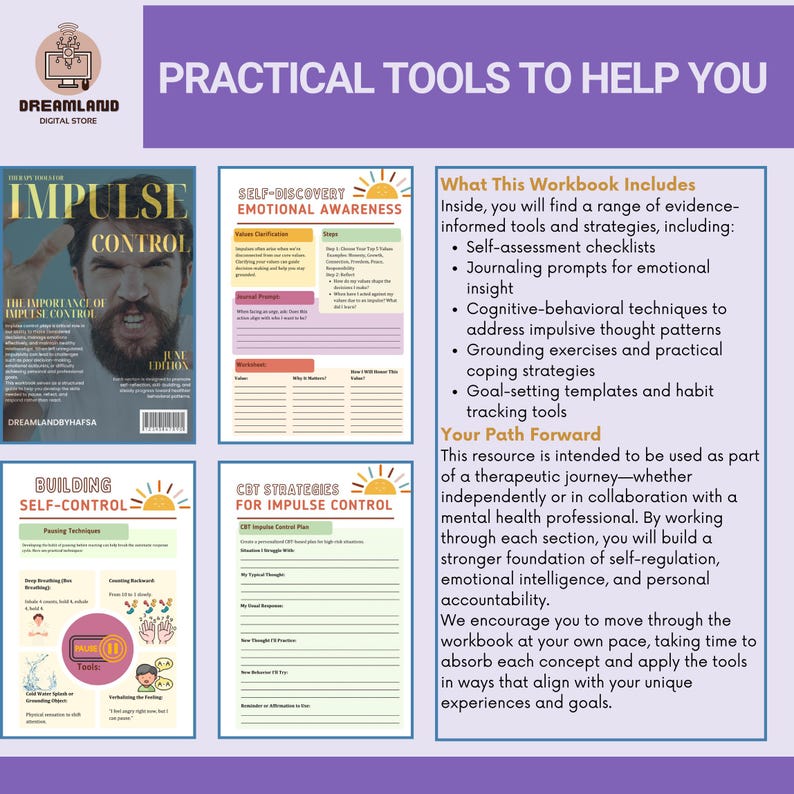 Adhd Impulsivity Support.pdf Impulse Control Workbook: CBT Therapy Guide for ADHD (PDF Downloadable ...