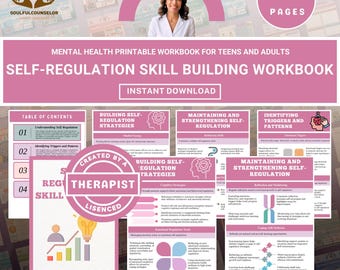 Self-Regulation Skill Building Workbook | Teens & Adults | Reflective Prompts | Emotional and Behavioral Management | Printable PDF