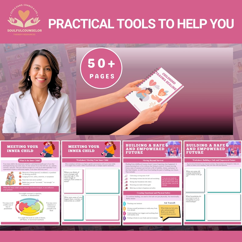 childhood trauma recovery workbook, inner child healing workbook, emotional healing journal, trauma therapy printable, self reflection mental health resource, healing past wounds guide, trauma informed printable workbook, reconnect with inner child activities, building self worth after trauma, emotional regulation exercises, safe trauma recovery workbook, therapeutic healing guide for adults, printable mental health workbook