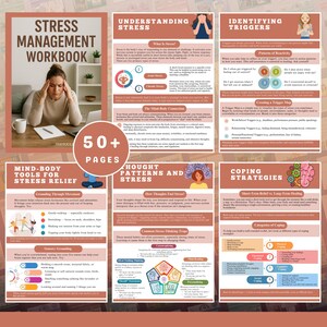 stress management workbook, stress relief workbook, coping skills workbook, emotional regulation guide, self-care workbook, mental health pdf, anxiety coping workbook, therapist created workbook, digital workbook for adults, calming workbook for stress, trauma informed workbook, nervous system workbook, burnout recovery workbook, printable therapy tools
