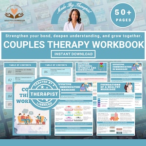 Couples Therapy Workbook, Printable Marriage Counseling Journal for Communication, Conflict Resolution & Relationship Growth Guide, Therapy