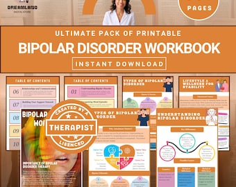Bipolar Disorder Workbook: Mood Tracker, Therapy, DBT (60+ Page PDF)