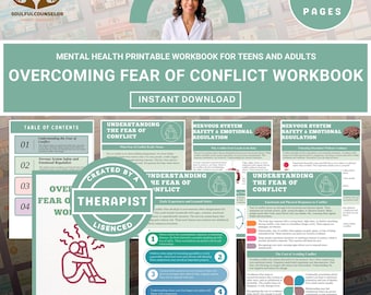Overcoming Fear of Conflict Workbook, Assertiveness & Communication Skills, Anxiety, People-Pleasing Support, Printable Therapy Worksheets