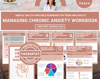 Werkboek omgaan met chronische angst voor tieners en volwassenen, gids voor angstverlichting, regulatie van het zenuwstelsel, werkbladen CGT-geïnformeerde therapie