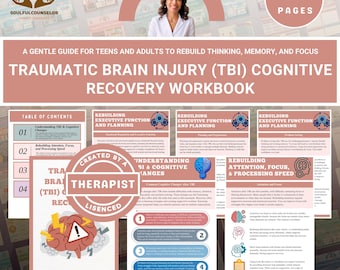 TBI Cognitive Recovery Workbook, Brain Injury Support Guide for Rebuilding Focus and Memory, Printable PDF for Teens and Adults