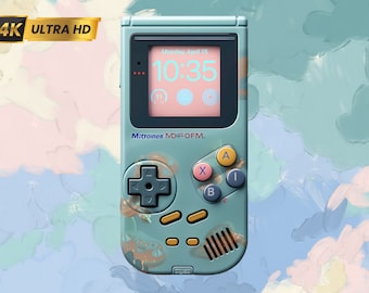 Sfondo per iPhone in stile Game Boy generato dall'IA / Schermata di blocco per cellulare in stile retrò (download digitale)