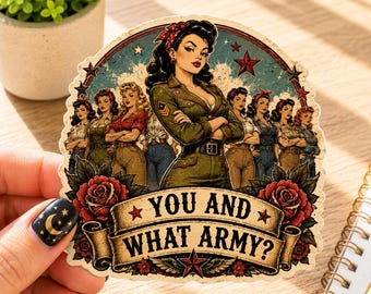 Retro Pin Up Sticker, Vintage Rosie Inspired Art, Strong Woman Decal