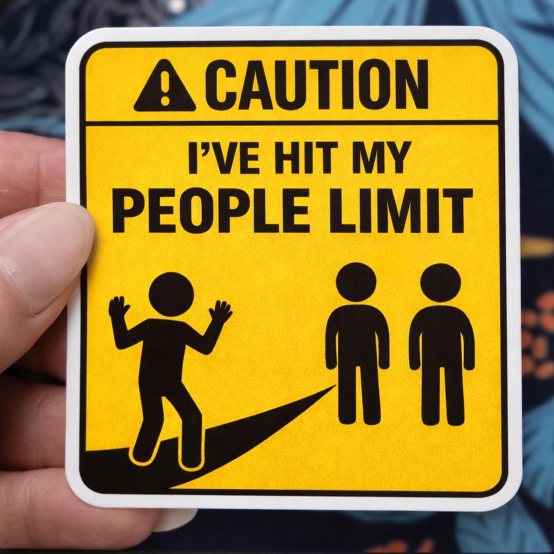 Caution People Limit Sticker | Funny Introvert Warning Sign | Social ...