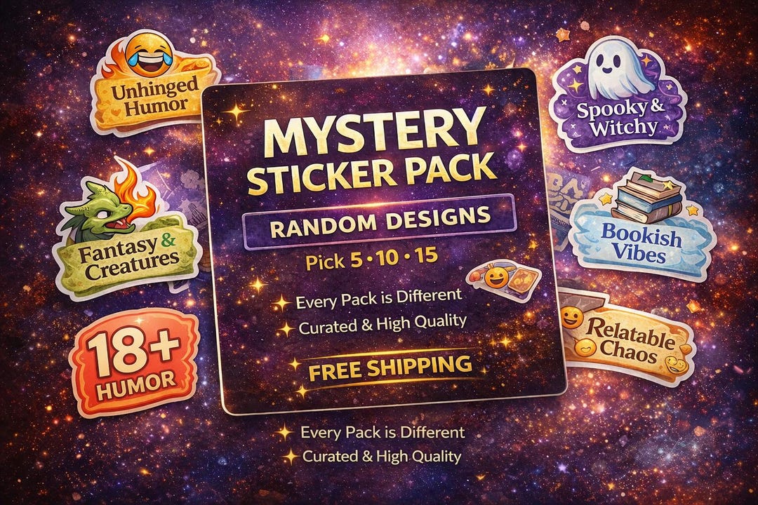 Mystery Sticker Pack, Sarcastic Adult Humor, Random Designs (5, 10, 15 ...