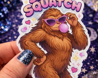 Sassy Squatch Sticker – Funny Bigfoot Bubblegum Vinyl Decal