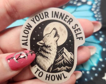 Howling Wolf Sticker – Motivational Mental Health, Nature Vinyl Decal