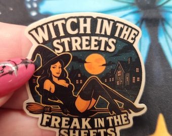 NSFW Witch Pinup Sticker – Gothic Halloween Vinyl Decal