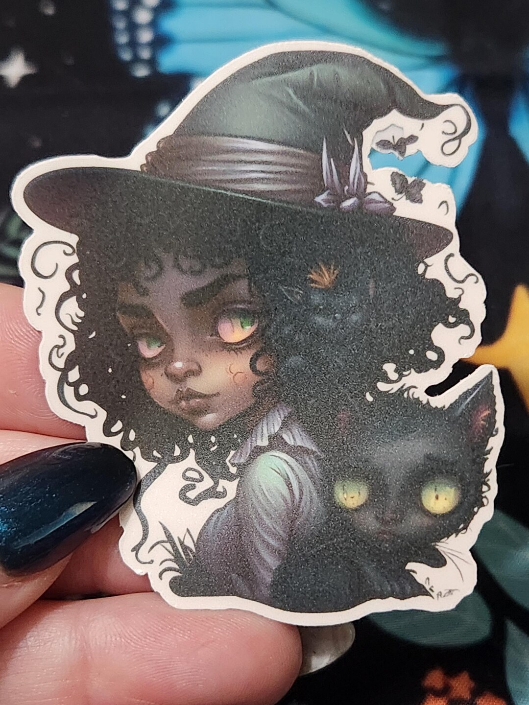 Witch and Black Cat Sticker: Gothic Cottagecore Vinyl Decal - Etsy