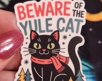 Yule Cat Sticker | Icelandic Christmas Folklore, Hexmas Decor