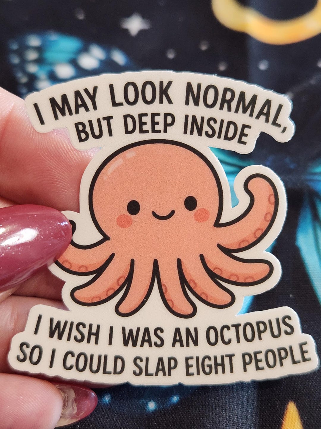 Funny Octopus Slap Sticker | Sarcastic Kawaii Humor | Matte or ...
