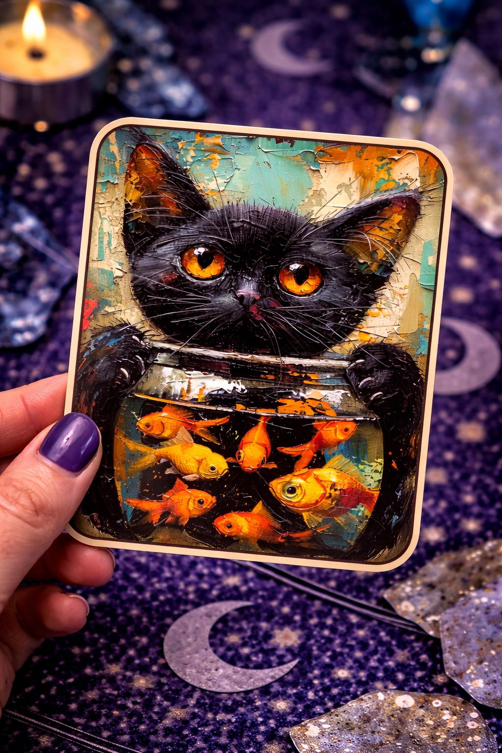 Black Cat Goldfish Bowl Sticker – Mischievous Cat Vinyl Decal - Etsy