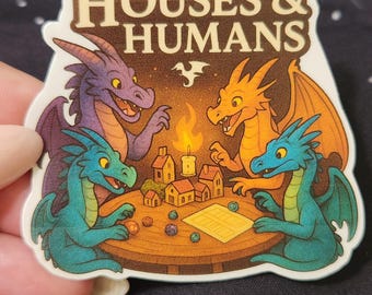 Funny Dragon Gaming Sticker: Houses & Humans Vinyl Decal