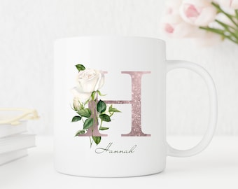 Mug personalized with letter, mug with name, personalized gift for girlfriend, gift for mom, birthday gift aunt