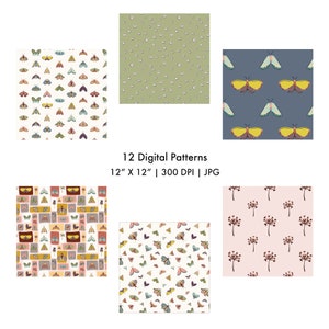 Moth Magic Printable Digital Paper Set, Seamless Repeat Pattern Set - Etsy