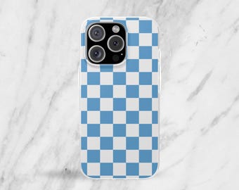 Blauw-wit gedamd telefoonhoesje - iPhone Samsung MagSafe