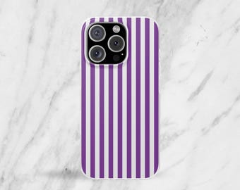 Purple and White Coloured Striped Phone Case - iPhone Samsung MagSafe