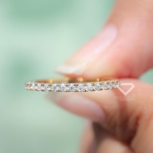 Diamond Wedding Band, Round Cut Lab Grown Diamond Wedding band, 1.7mm Lab Created Diamond Band, Stackable Band, Promise Ring, Gift Ring