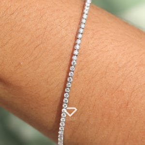 Natural Diamond Tennis Bracelet, Four Prong 1ct - 6ct Diamond Tennis Bracelet, 14k Solid Gold Tennis Bracelet Infinity Diamond Bracelet Gift