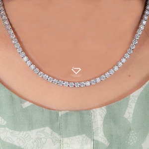 Moissanite sterling silver tennis chains and bracelets, 2-6mm Diamond tennis necklace Iced out Diamond chain Anniversary gift for him or her