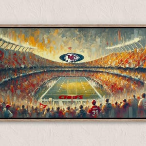 Chiefs’ Kingdom | Oil Paint Canvas Art | NFL Football Wall Art | Home Decor | Kansas City Chiefs | Sports KCC | Christmas Husband Dad Gift