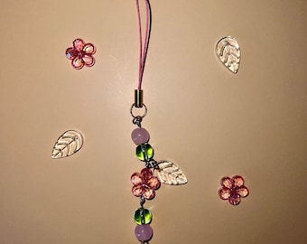 sakura flower phone charm | handmade phone charm | beaded phone charm | phone accessory