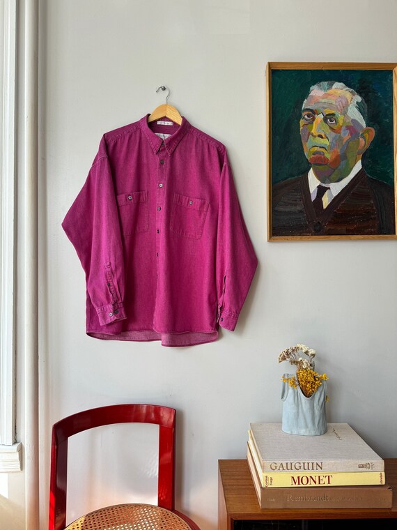 Perry Ellis Portfolio Vintage Pink Chambray Shirt