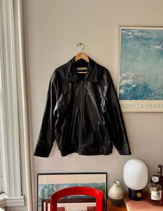 PERRY ELLIS 80s Leather Jacket Large
