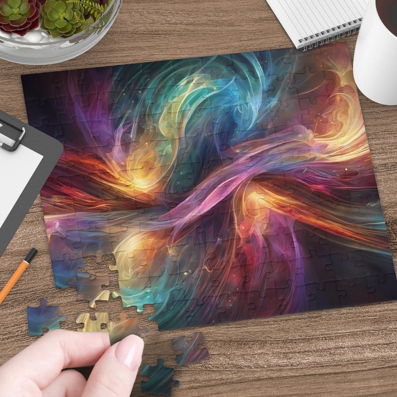 Abstract Art Jigsaw Puzzle: Colorful Swirling Design, Gift for Adults ...