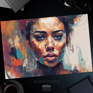 Abstract Woman Portrait Jigsaw Puzzle, Artistic Painting, Beautiful Face, Mindfulness, Challenging Puzzle, 1000, 500, 250, 100, 30 Pieces