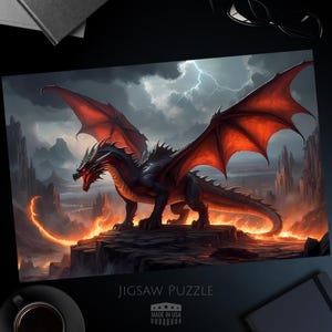 Epic Dragon Puzzle, Dragon Fantasy Jigsaw, Mythical Creature Puzzle, Large Dragon Puzzle for Adults and Kids, 1000, 500, 250, 100, 30 Pieces