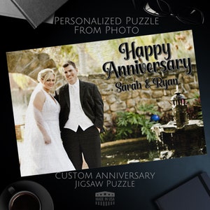 Personalized Wedding Anniversary Puzzle with Custom Photo, Wedding Photo Puzzle, Romantic Keepsake,  1000, 500, 250, 100, 30 Piece