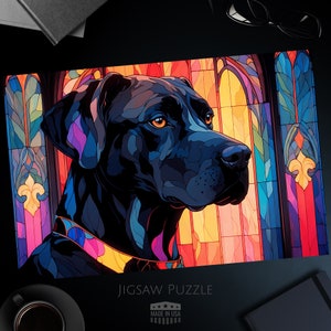 Colorful Great Dane Stained Glass Art Jigsaw Puzzle, Dog Jigsaw Puzzle For Adults, Gift For Dog Lovers, 1000, 500, 250, 100, 30 Pieces