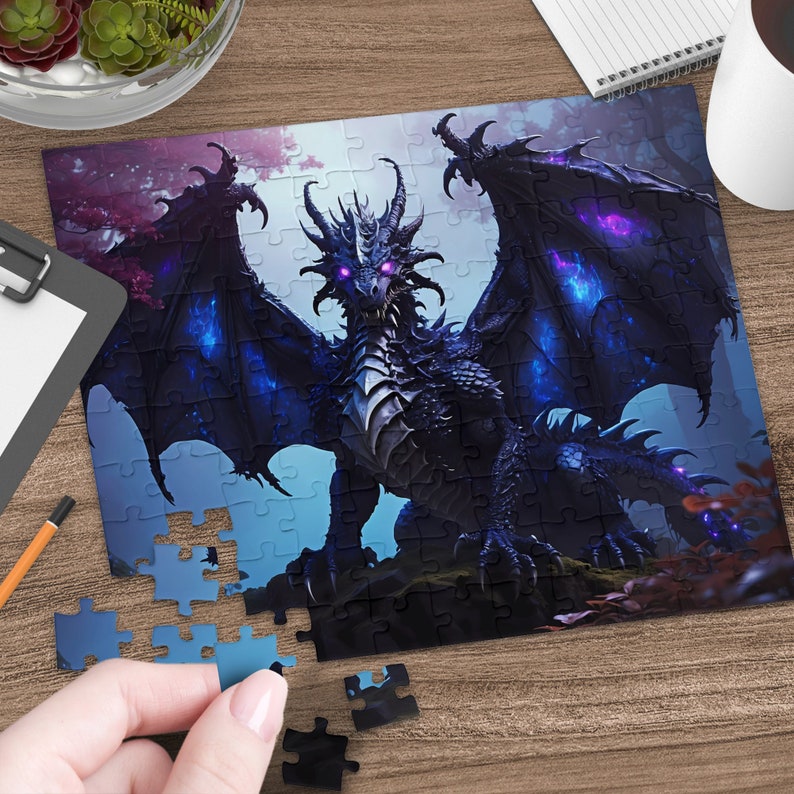 1000 Piece Dragon Jigsaw Puzzle For Adults - Fantasy Baby Dragon In Book Room, 27.5x19.7 Inches, Challenging Family Activity