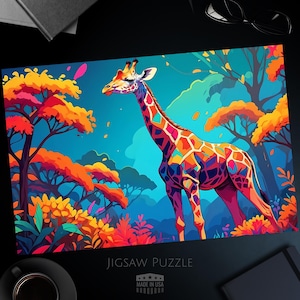 Colorful Giraffe Art Jigsaw Puzzle: African Animal Portrait