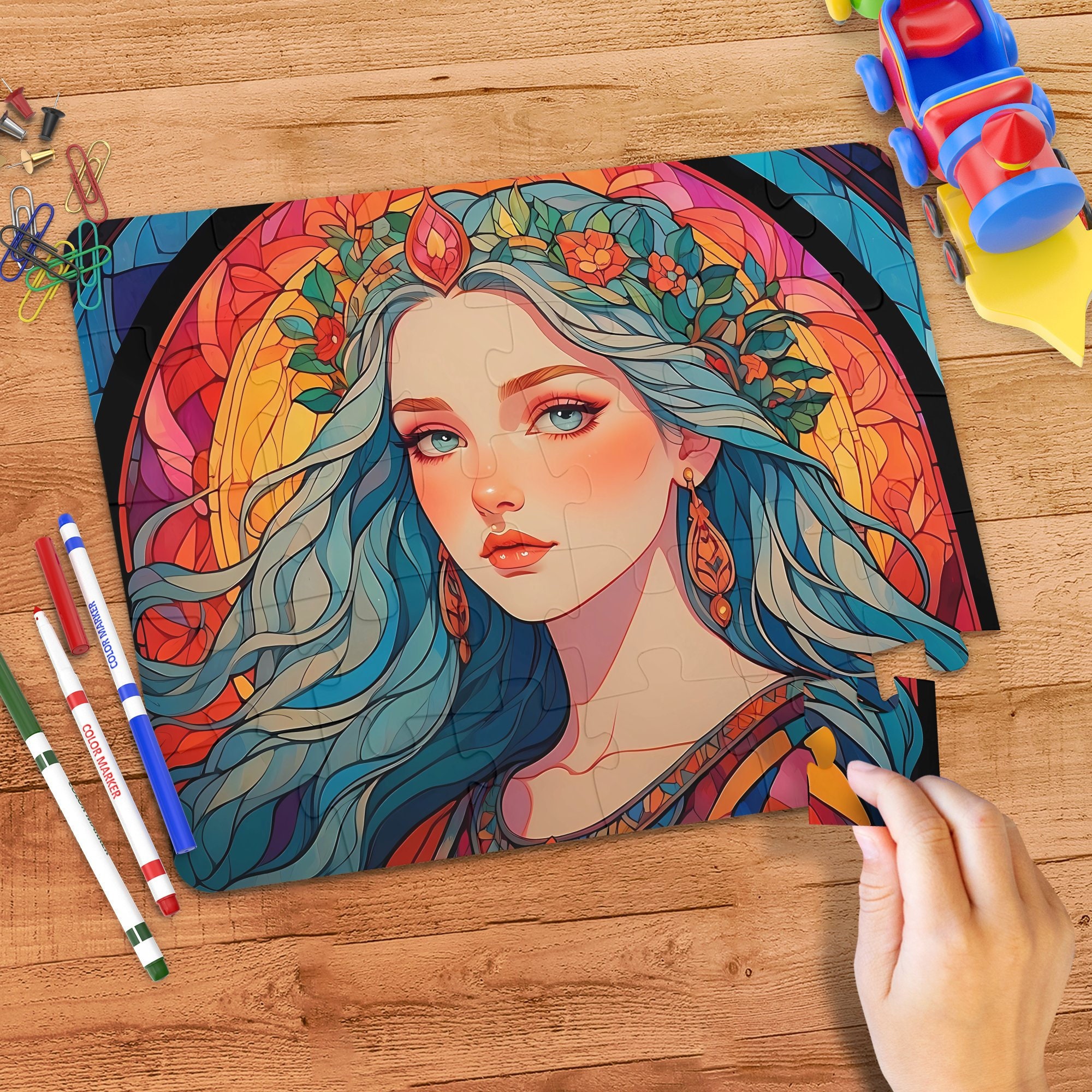 Ethereal Princess Jigsaw Puzzle: Stained Glass Fantasy Art - Etsy, image size:2000x2000
