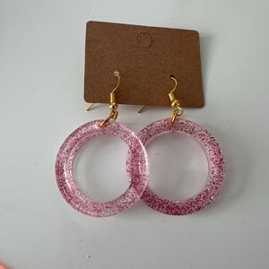 Pink circle drop earrings