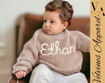 Personalisierte Hand bestickt Name Baby Pullover Benutzerdefinierte Name Baby Pullover Custome Baby Name Pullover Baby Benutzerdefinierte Baby Pullover Baby Jungen Pullover