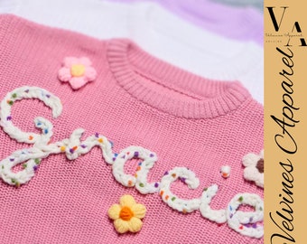 Custom Name Baby Sweater Personalized Hand embroidered Name Baby Sweater Custome Baby Name Sweater Baby Custom Baby Sweater Baby Boy Sweater