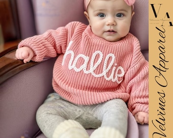 Custom Name Baby Sweater Personalized Hand embroidered Name Baby Sweater Custome Baby Name Sweater Baby Custom Baby Sweater Baby Boy Sweater